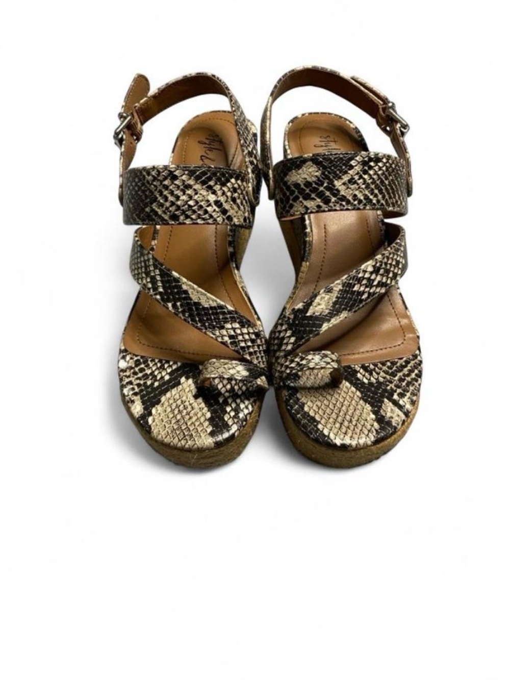 Style & Co. Snake-Print Platform Sandals in Beige and Black